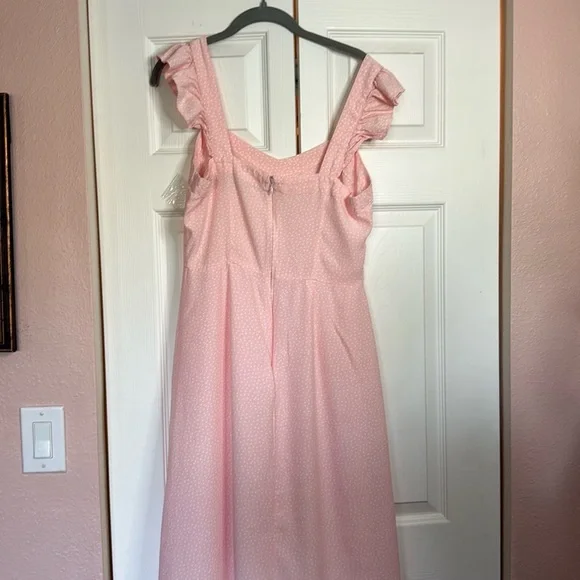 Loft Pink Sleeveless Maxi Dress with  Ruffle Straps Size 10 - Picture 5 of 9